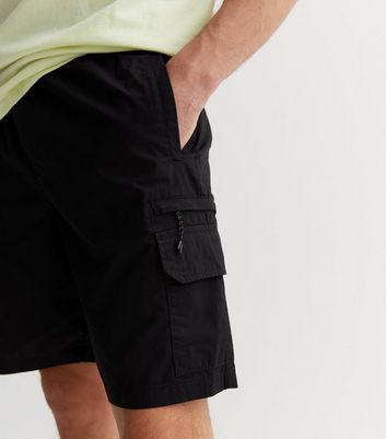 Black Zip Cargo Shorts New Look