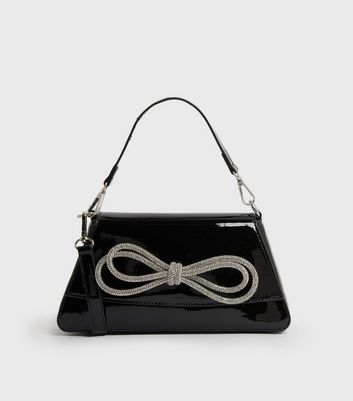 Black Patent Duo Handbag and Purse Set with Bow Detail – Pretty Kitty  Fashion