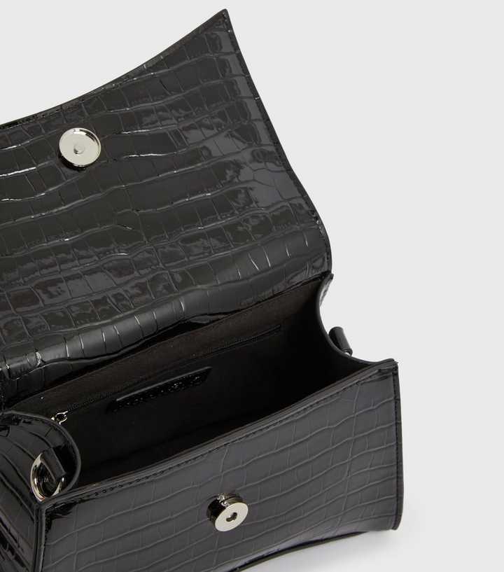NEW LOOK Black Faux Croc Shoulder Bag New Look Vegan for Women