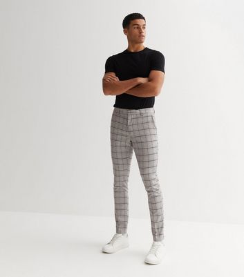 Mens Checker Slim Fit Plaid Checkered Pants Stretch Casual Work Pants  Trousers | eBay
