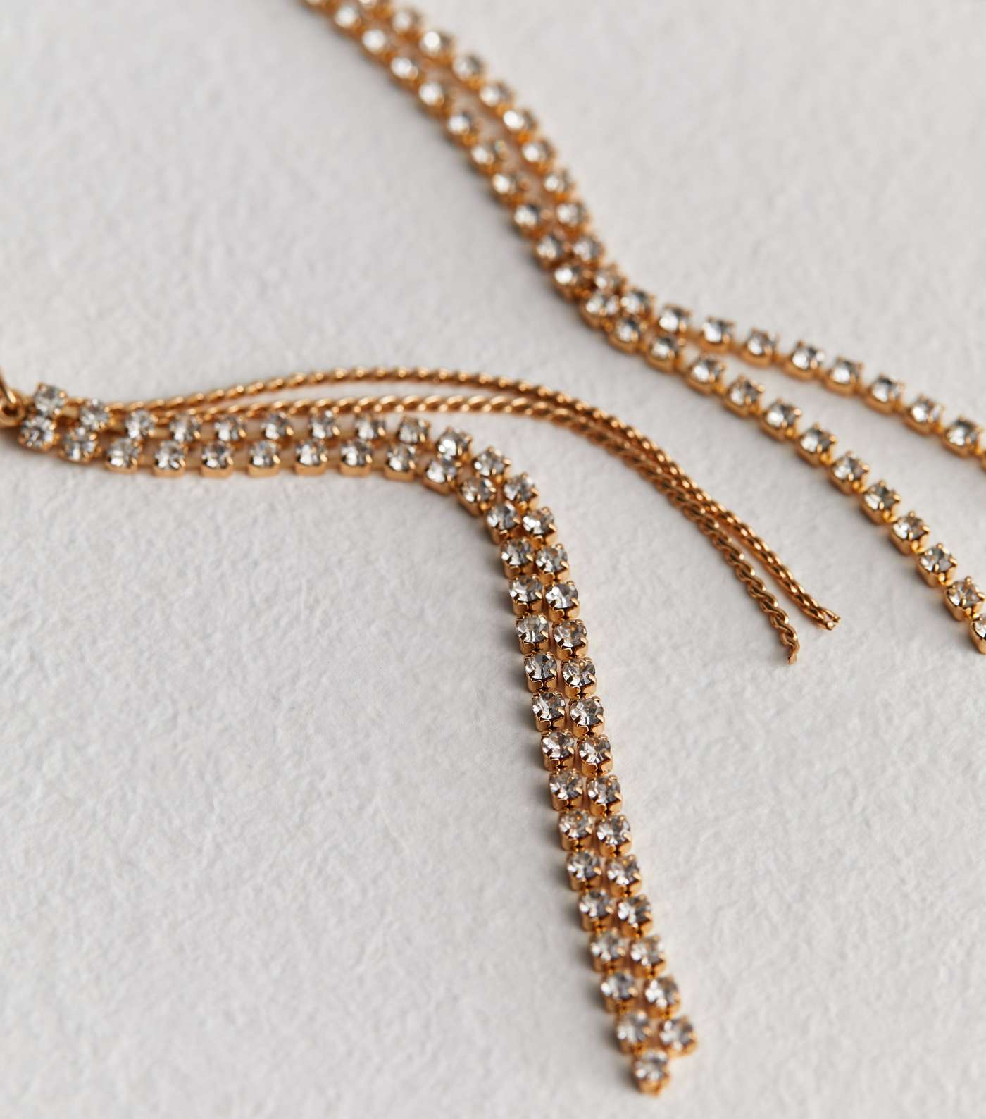 Gold Diamanté Tassel Drop Earrings Image 2