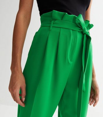 STRAIGHT HIGH WAISTED TROUSERS | Green | VILA®