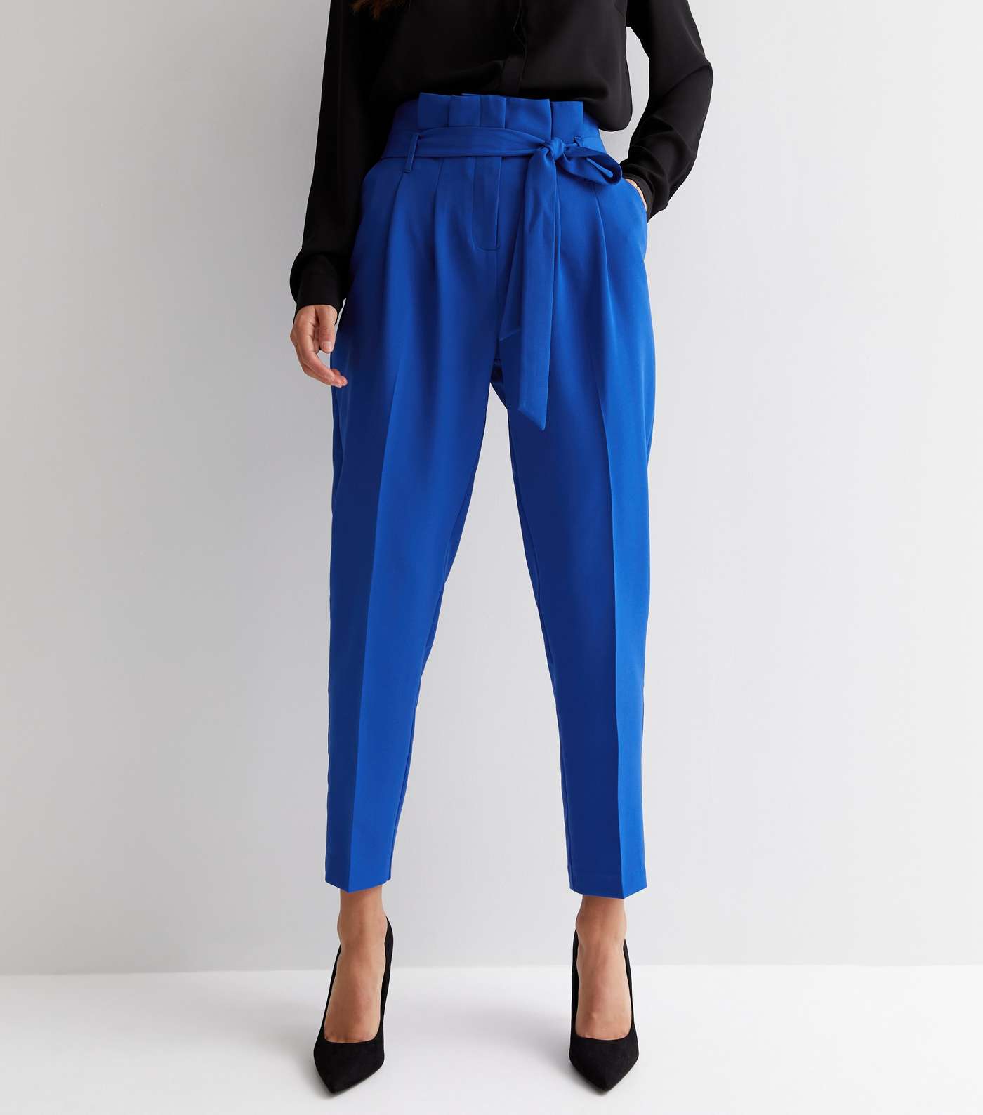 Bright Blue High Tie Waist Trousers Image 2