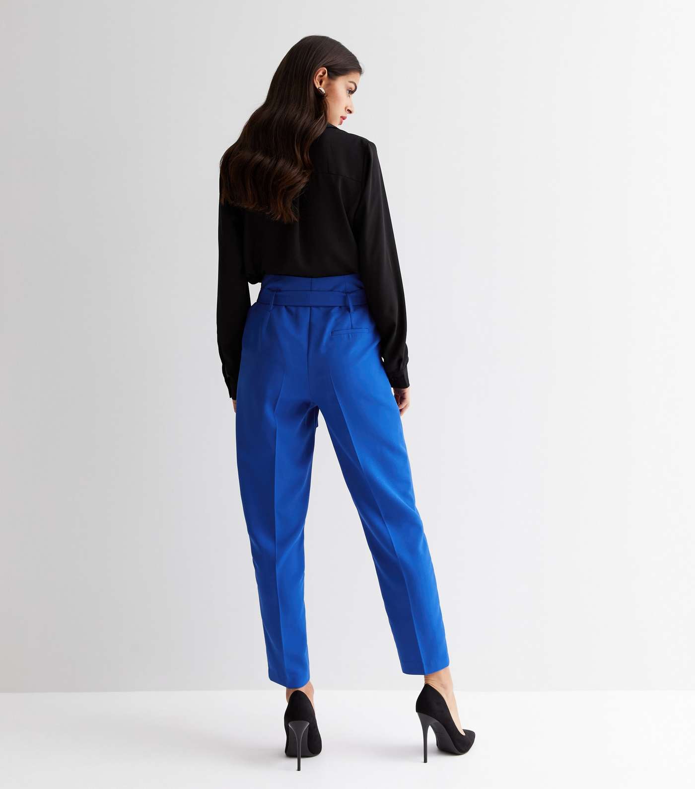 Bright Blue High Tie Waist Trousers Image 4