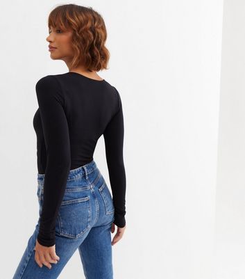 twist front long sleeve bodysuit