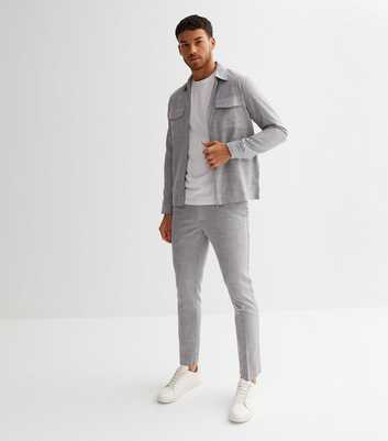 Pale Grey Slim Fit Crop Suit Trousers