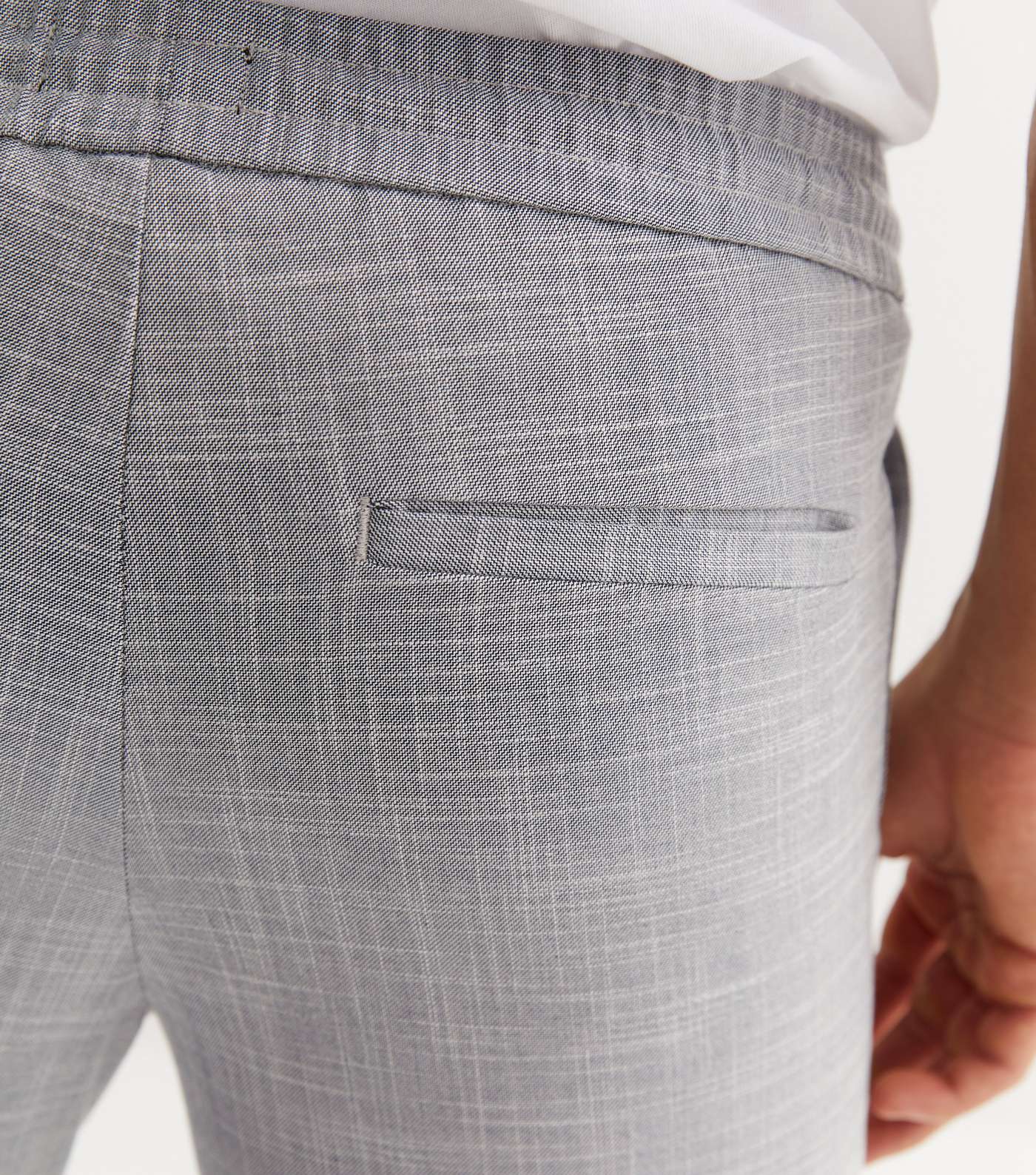 Pale Grey Slim Fit Crop Suit Trousers Image 3