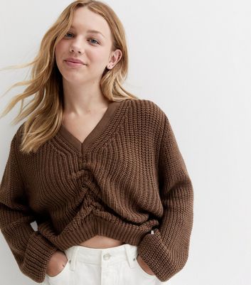 brown chunky sweater