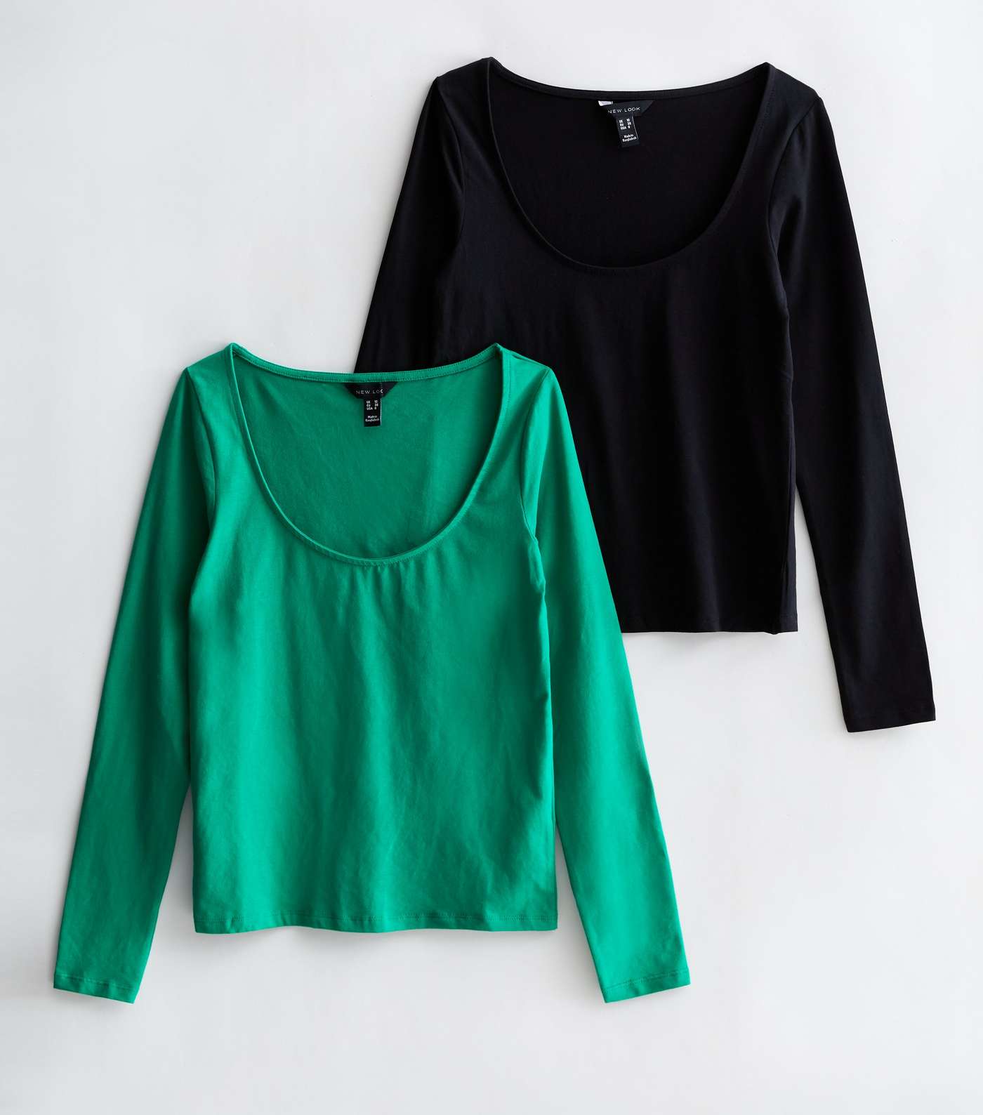 2 Pack Green and Black Scoop Neck Long Sleeve T-Shirts Image 5