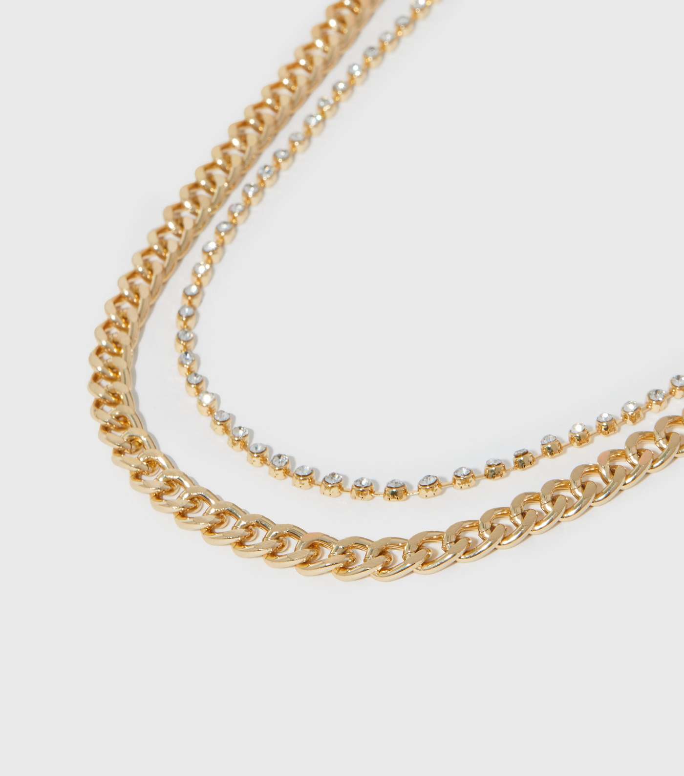 Gold Diamanté Chain Layered Necklace Image 2