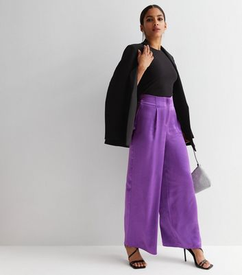 ASOS DESIGN elastic waist tailored pants in purple | ASOS