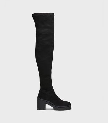 Over the knee heeled best sale boots grey