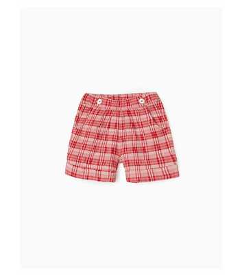 Zippy Red Check Textured Shorts