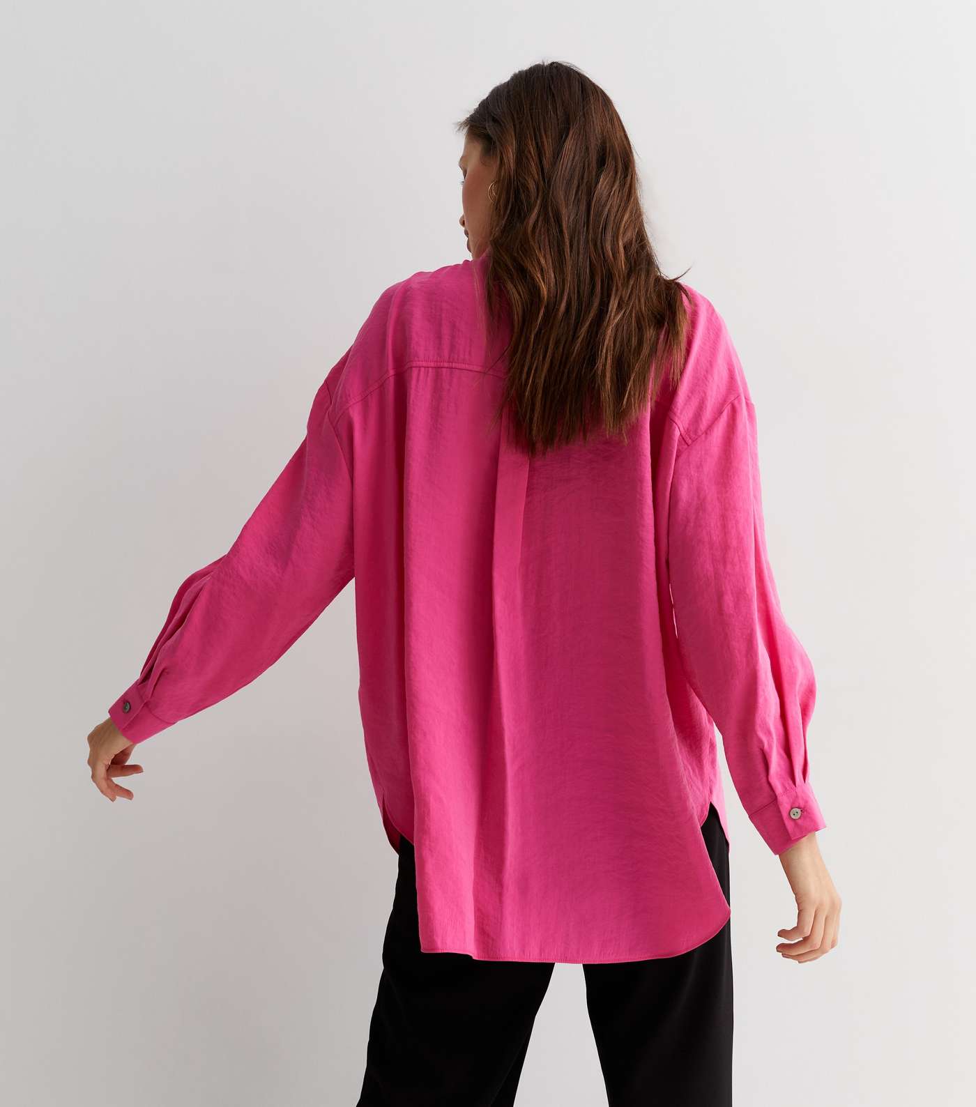 Bright Pink Long Sleeve Oversized Shirt Image 4