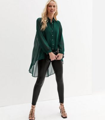 dark green chiffon blouse