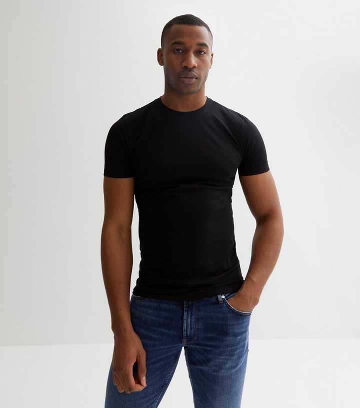 Åh gud Rædsel kritiker Black Crew Neck Muscle Fit T-Shirt | New Look