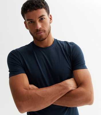 Navy Crew Neck Muscle Fit T-Shirt