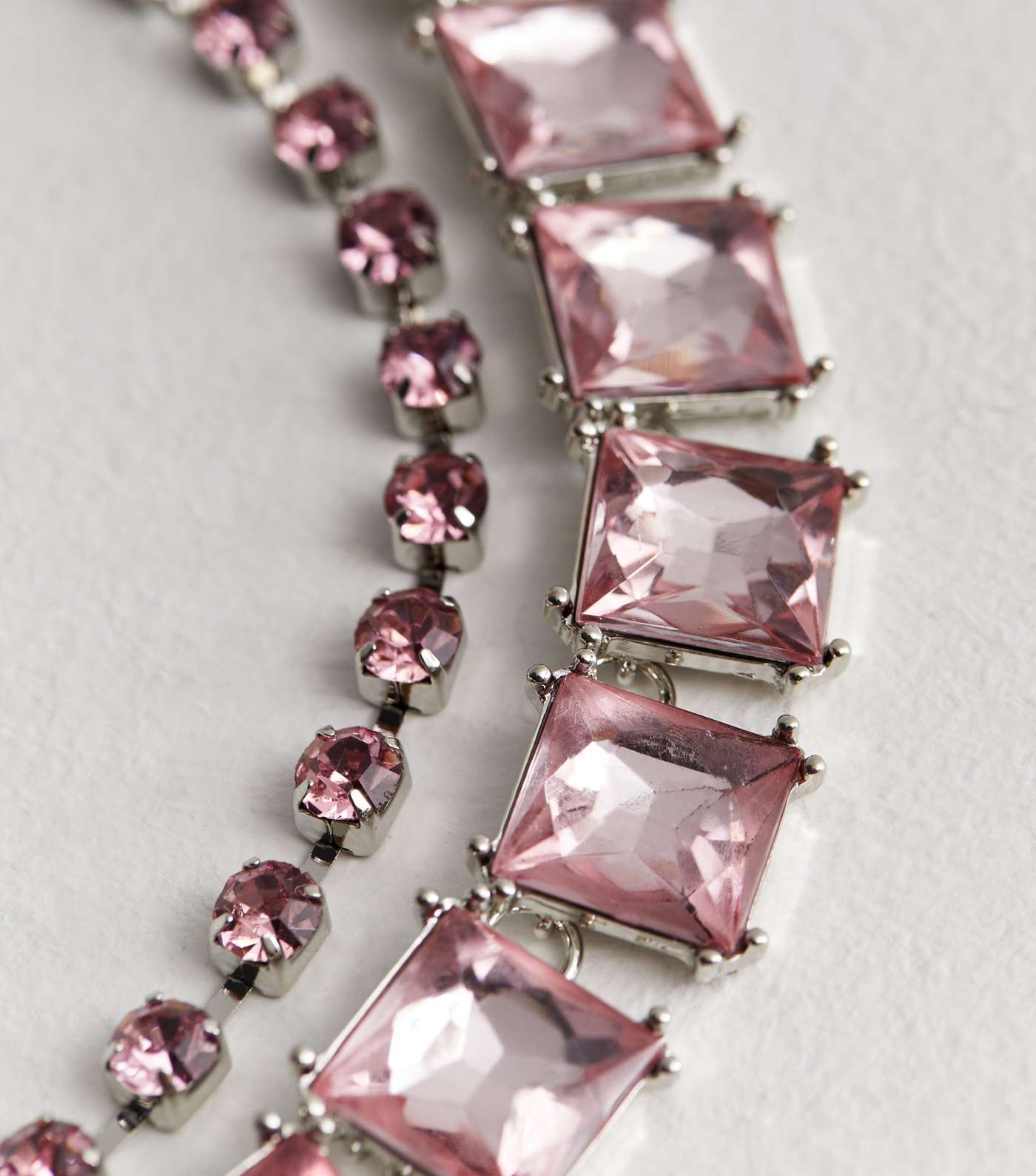 Dazzle and Delight Bright Pink Gem Embellished Layered Necklace Image 4