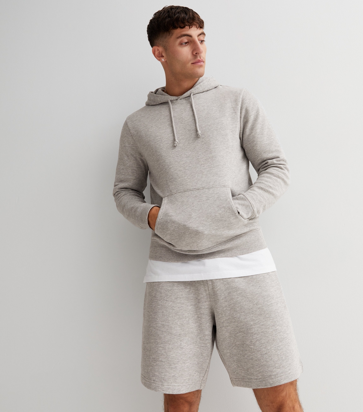 Men's Grey Marl Pocket Front Hoodie New Look