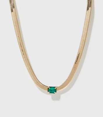 Dark Green Gem Snake Chain Necklace