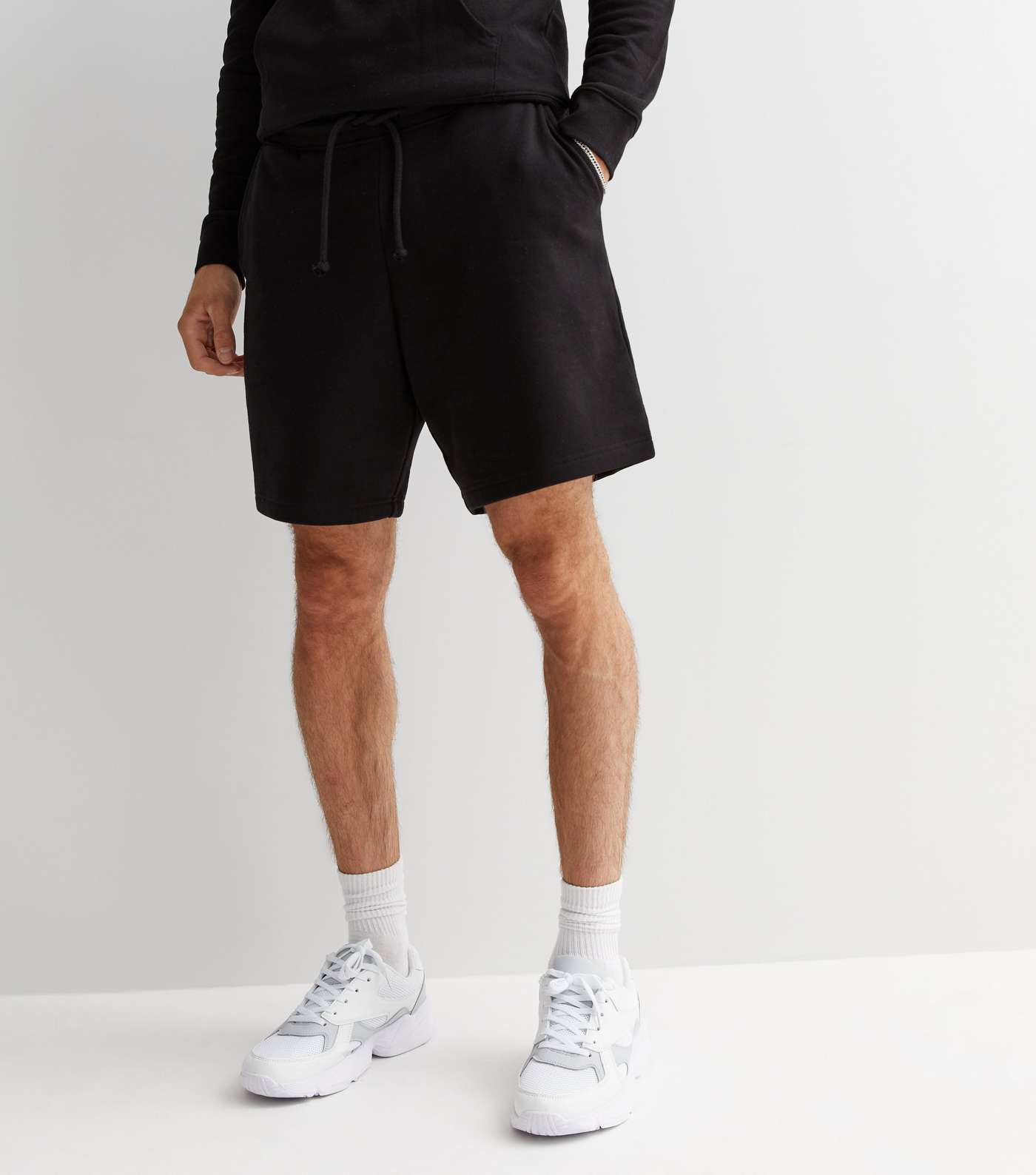 Black Relaxed Fit Jersey Shorts Image 2