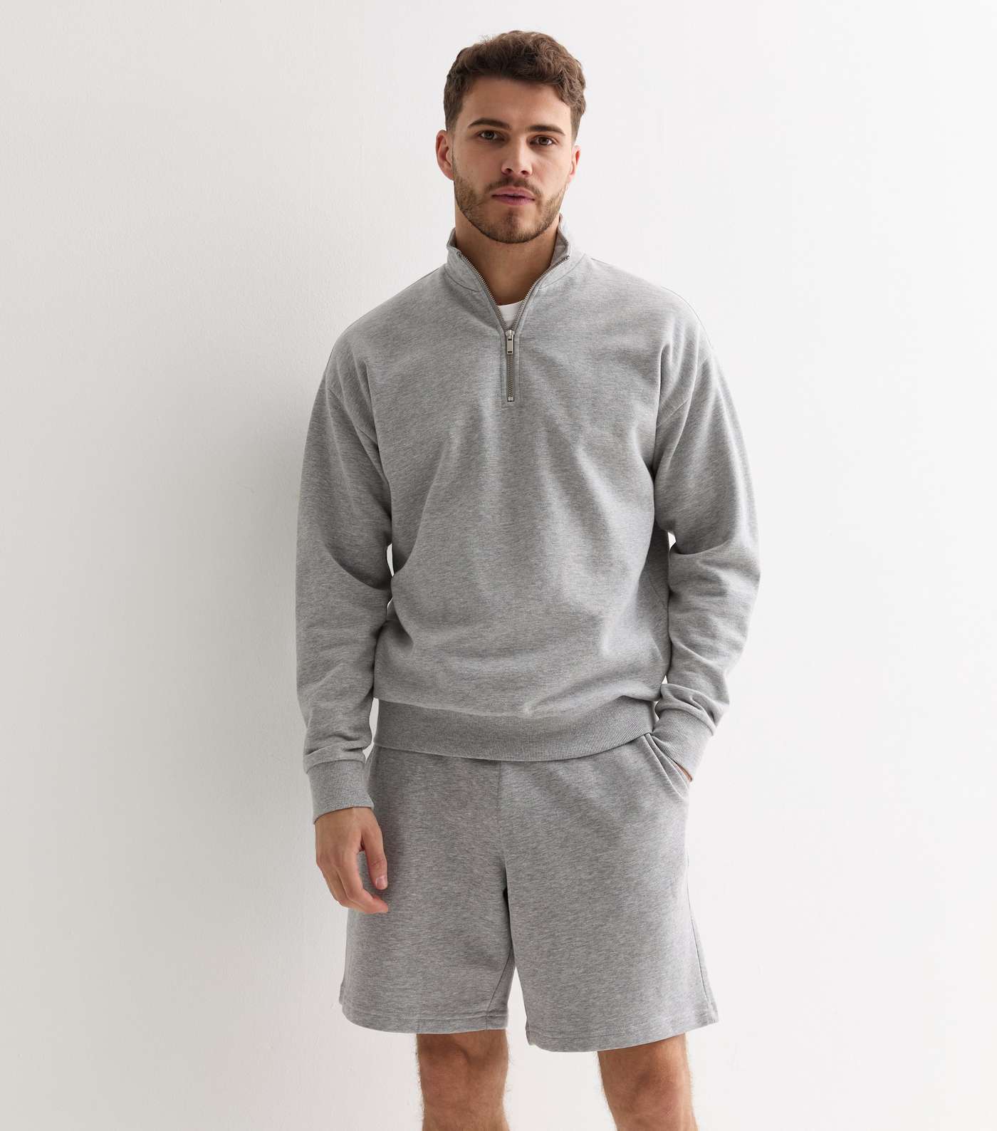 Grey Marl Relaxed Fit Jersey Shorts