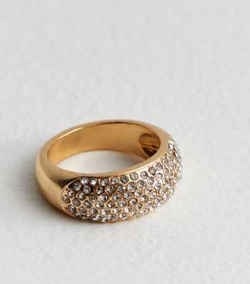 Gold Diamanté Chunky Ring