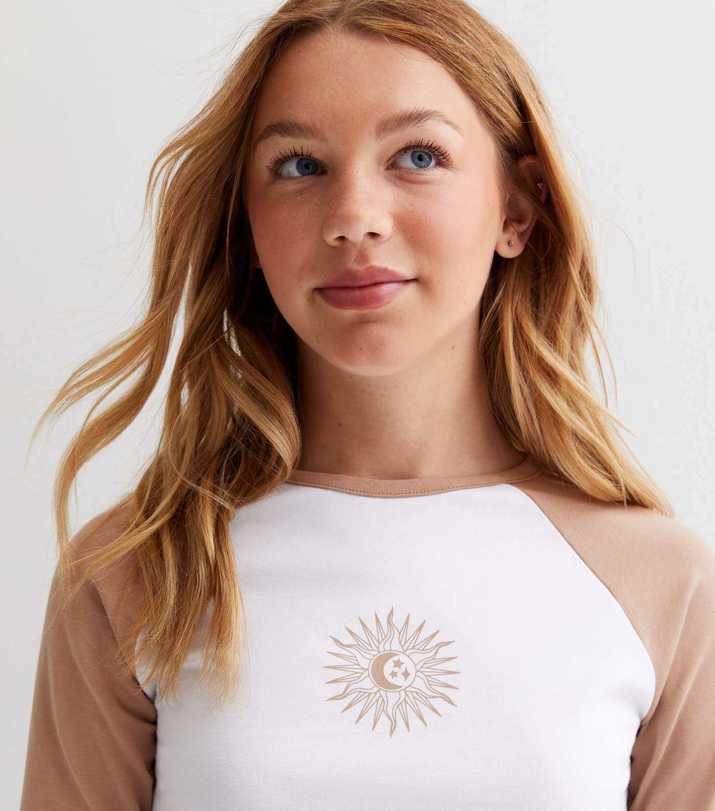 Girls Light Brown Mystic Logo Long Sleeve Ringer T-Shirt Image 2