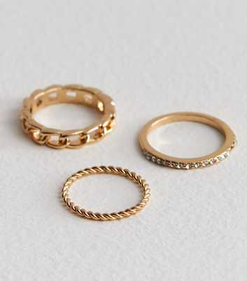 3 Pack Gold Chain Rings