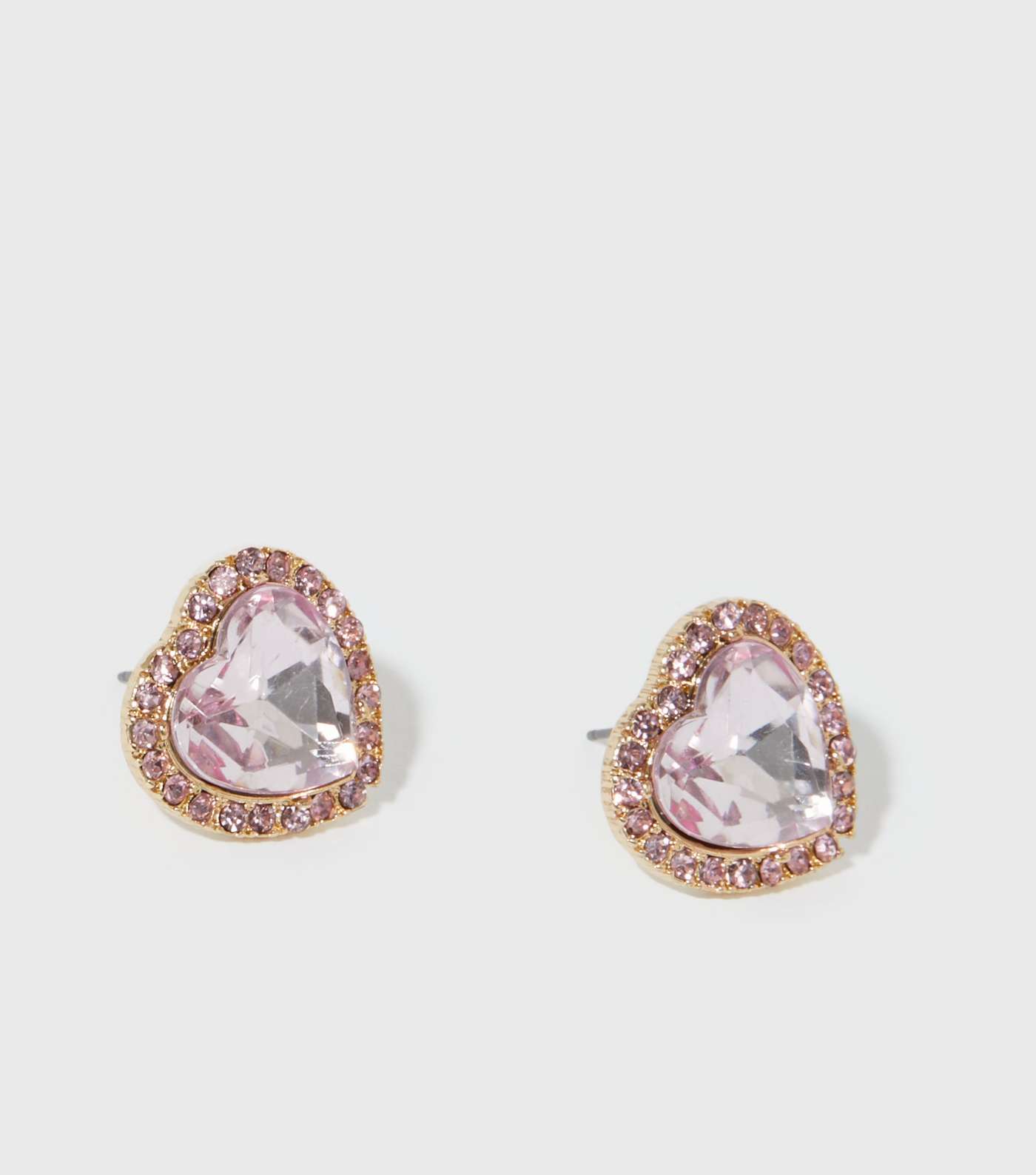 Pink Diamanté Heart Large Stud Earrings