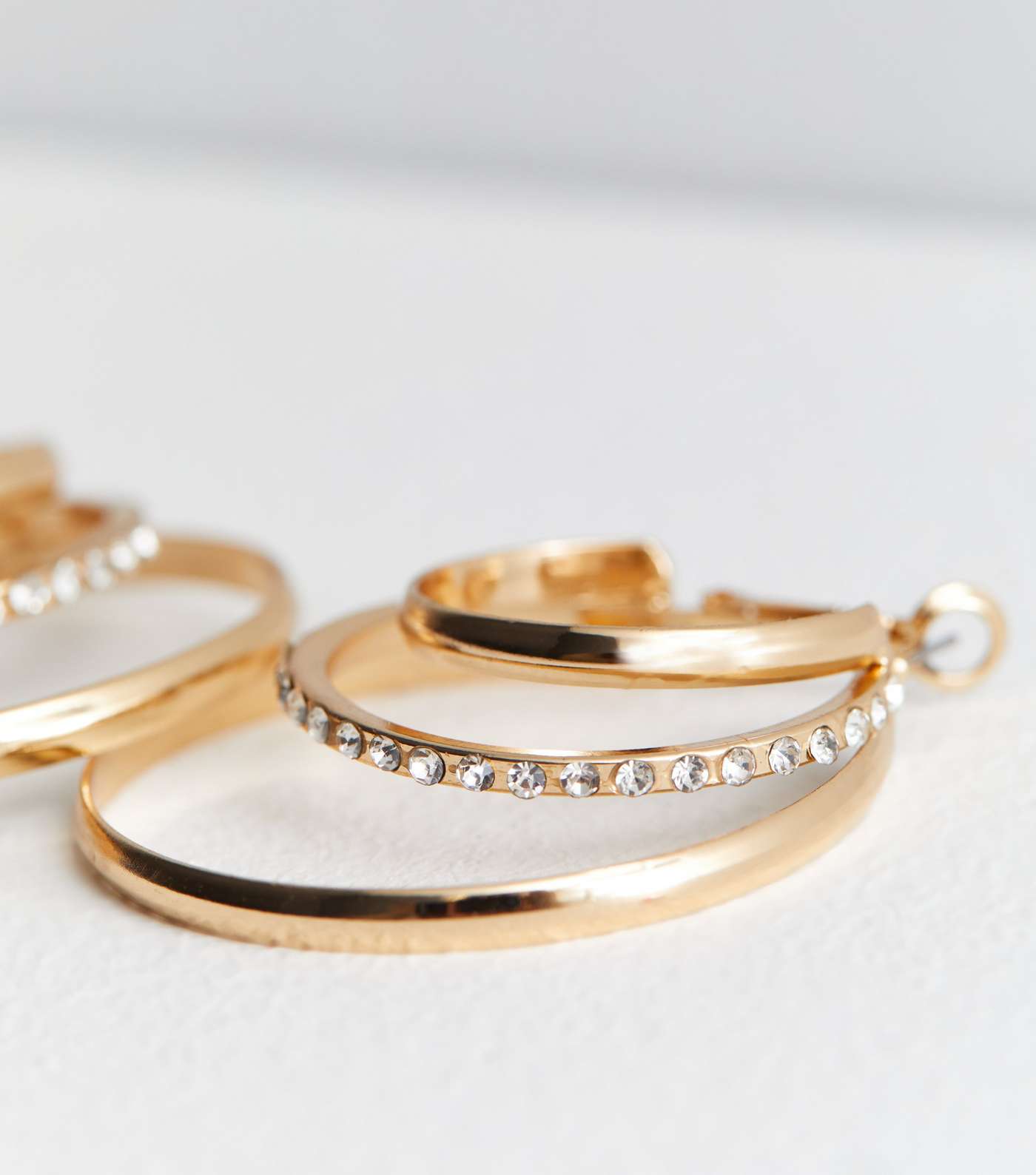 Gold Diamanté Triple Hoop Earrings Image 4