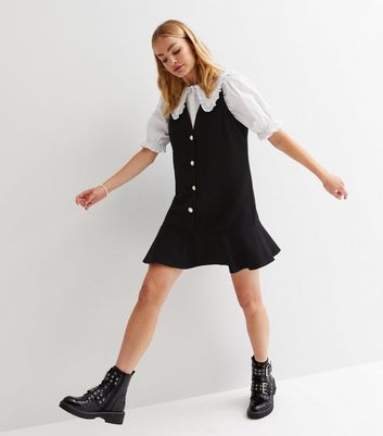 Black boucle 2025 pinafore dress