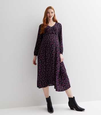 New Look Maternity tiered nursing dress in black floral