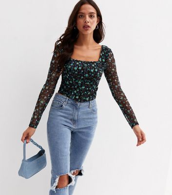 Floral cheap mesh top