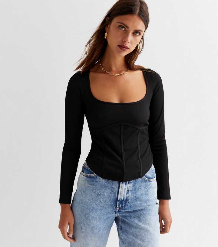 https://media3.newlookassets.com/i/newlook/845265201/womens/clothing/tops/black-ribbed-long-sleeve-corset-top.jpg?strip=true&qlt=50&w=720