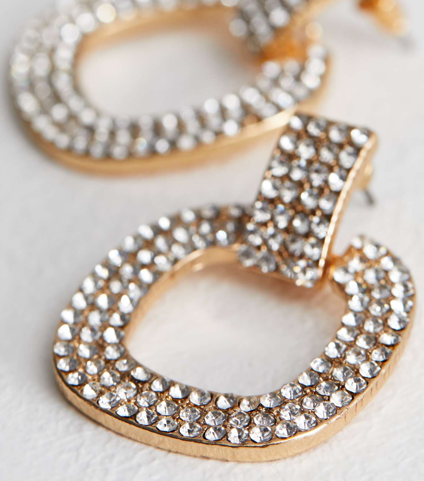 Gold Diamanté Drop Doorknocker Earrings Image 4