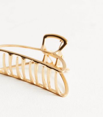 Gold Metal Curved Hair Claw Clip New Look