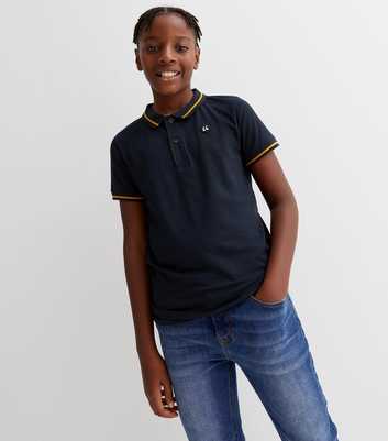Name It Navy Contrast Trim Short Sleeve Polo T-Shirt