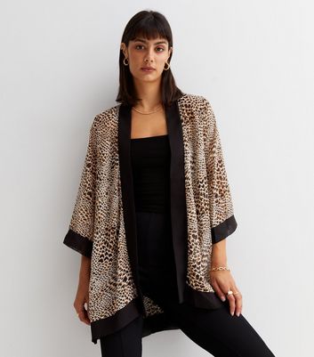 Leopard Cardigan,Open Front Shirts Lightweight Casual Long Sleeve Coat Kimono Coat 