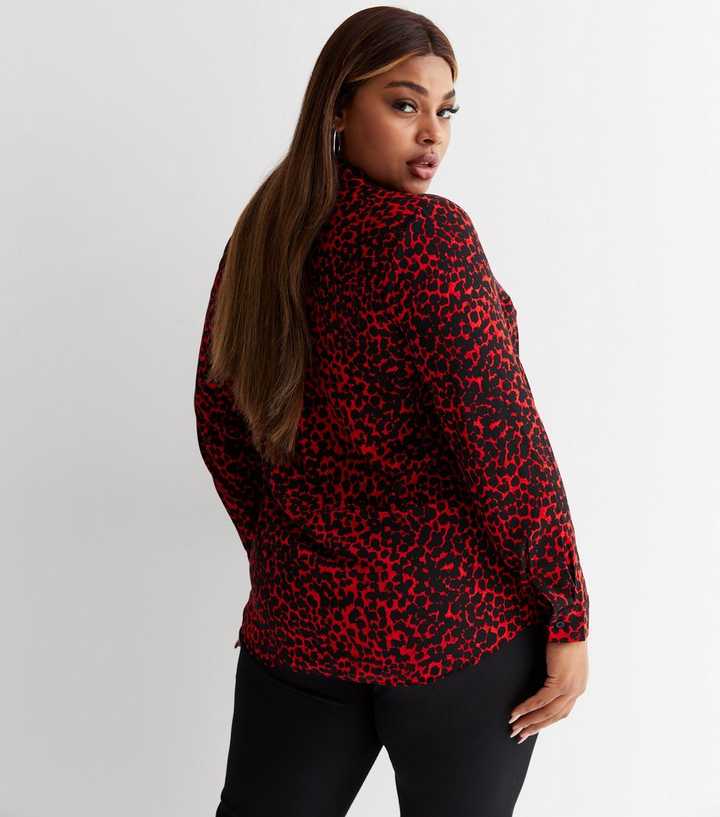 red leopard print long sleeve top