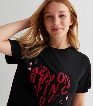 Girls Black Heart Logo T-Shirt