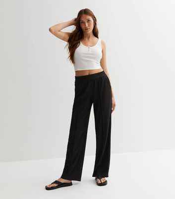 ONLY Black Ribbed High Waist Trousers