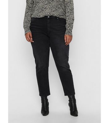 ONLY Curves Black High Waist Ankle Grazing Mom Jeans