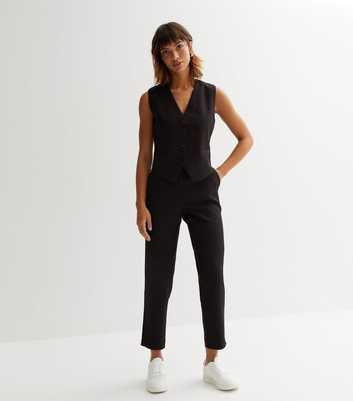 ONLY Black Button Front Slim Leg Trousers