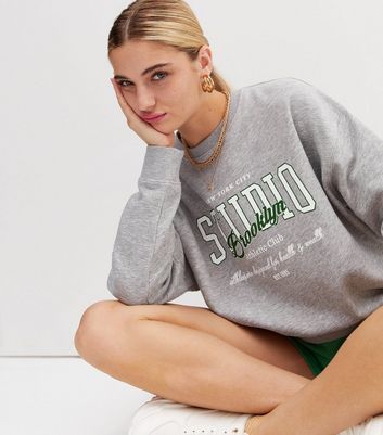 Pale Grey Brooklyn Logo Crew Neck Sweatshirt | New Look