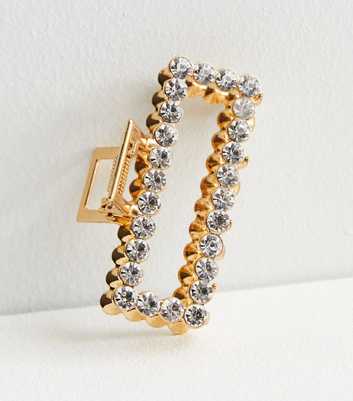 Gold Diamanté Cut Out Rectangle Hair Claw Clip