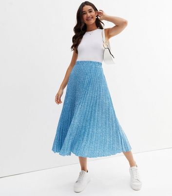 Blue pleated 2024 animal print skirt