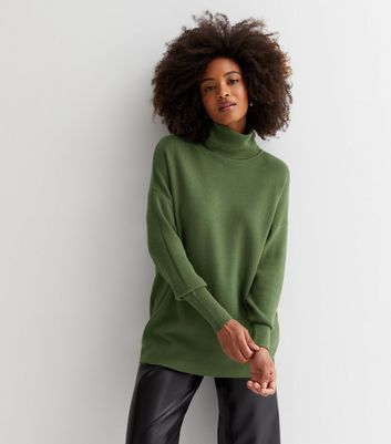 Olive green roll neck on sale jumper