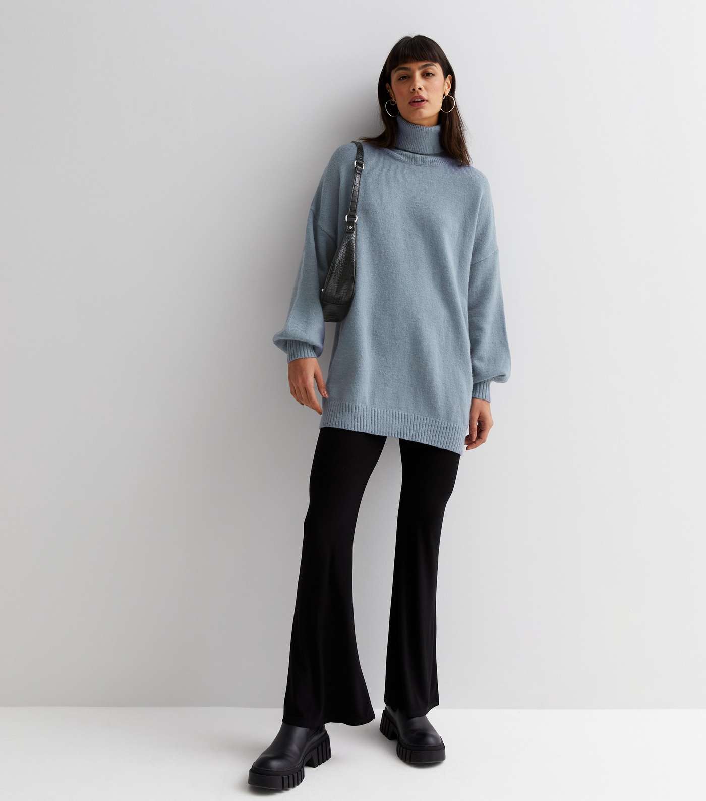 Gini London Pale Grey Knit Roll Neck Jumper Image 2