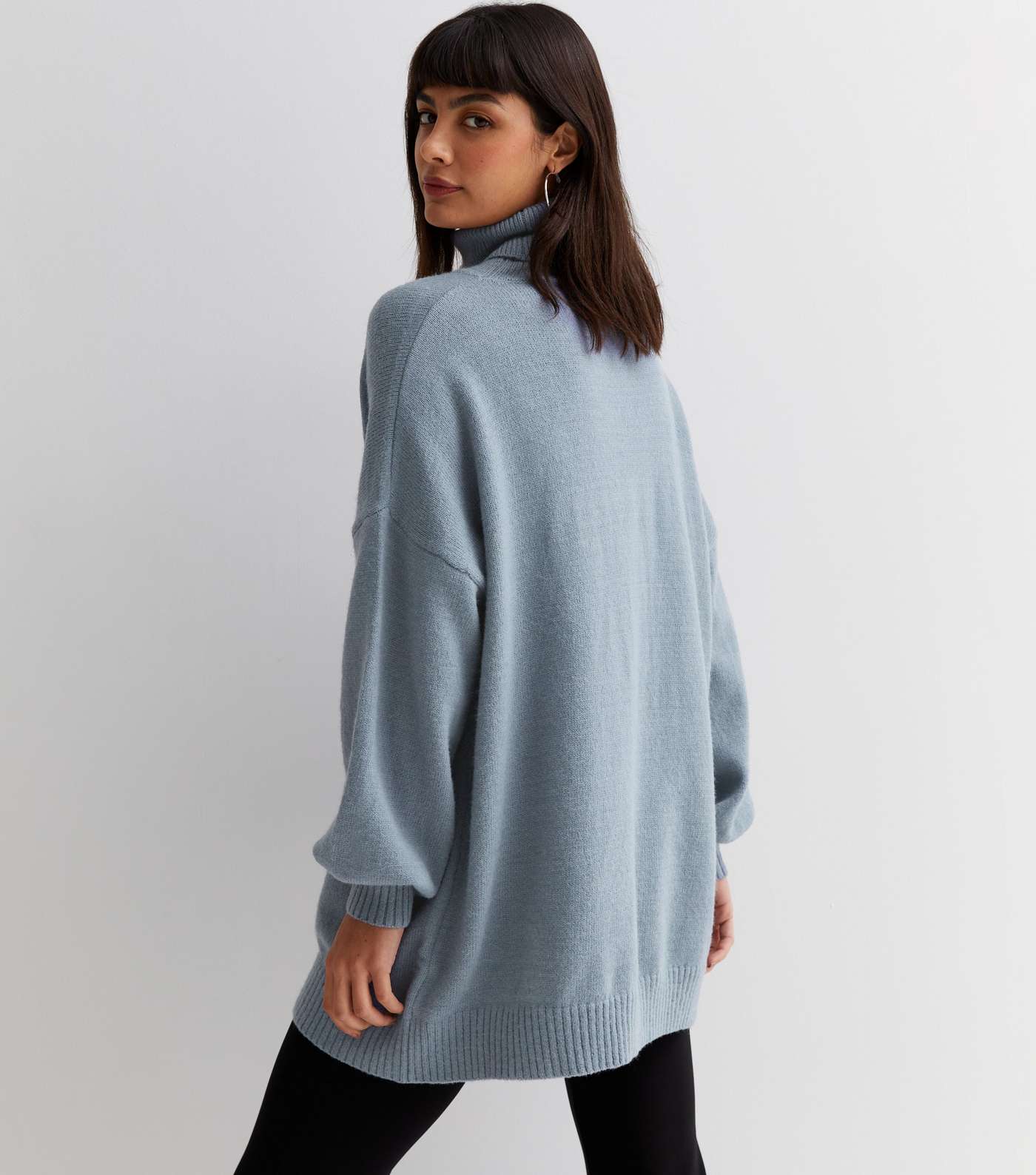 Gini London Pale Grey Knit Roll Neck Jumper Image 4